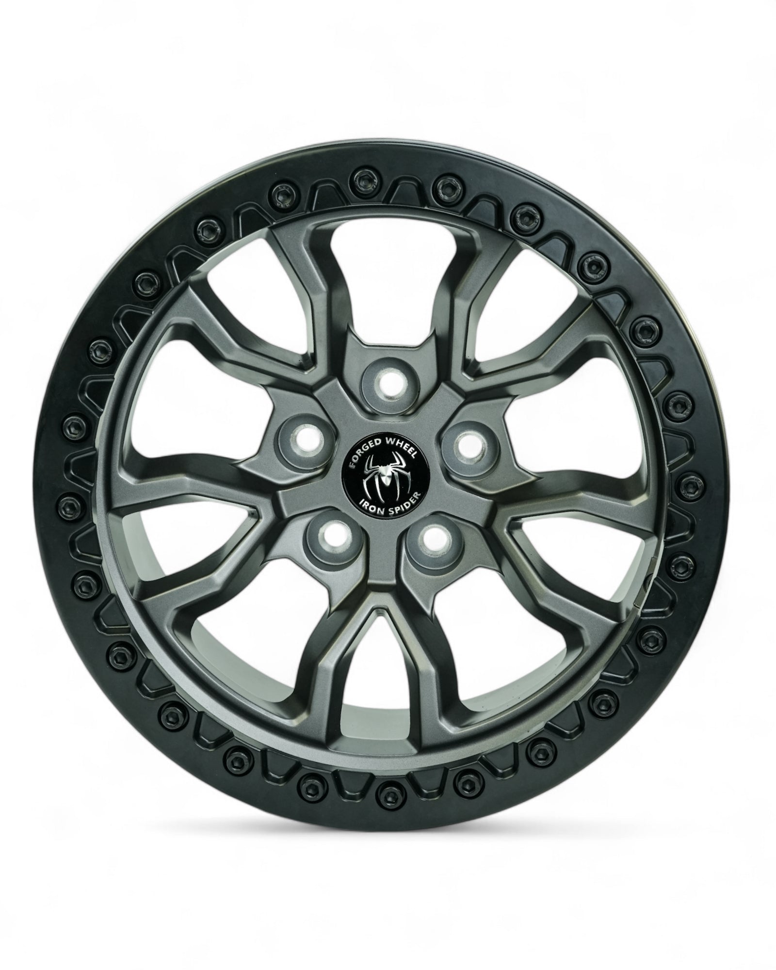 Matte Grey Iron Spider Forged Aluminum Rims With Mat Black Beadlock  for Jeep Wrangler 392/JK/JL/JT