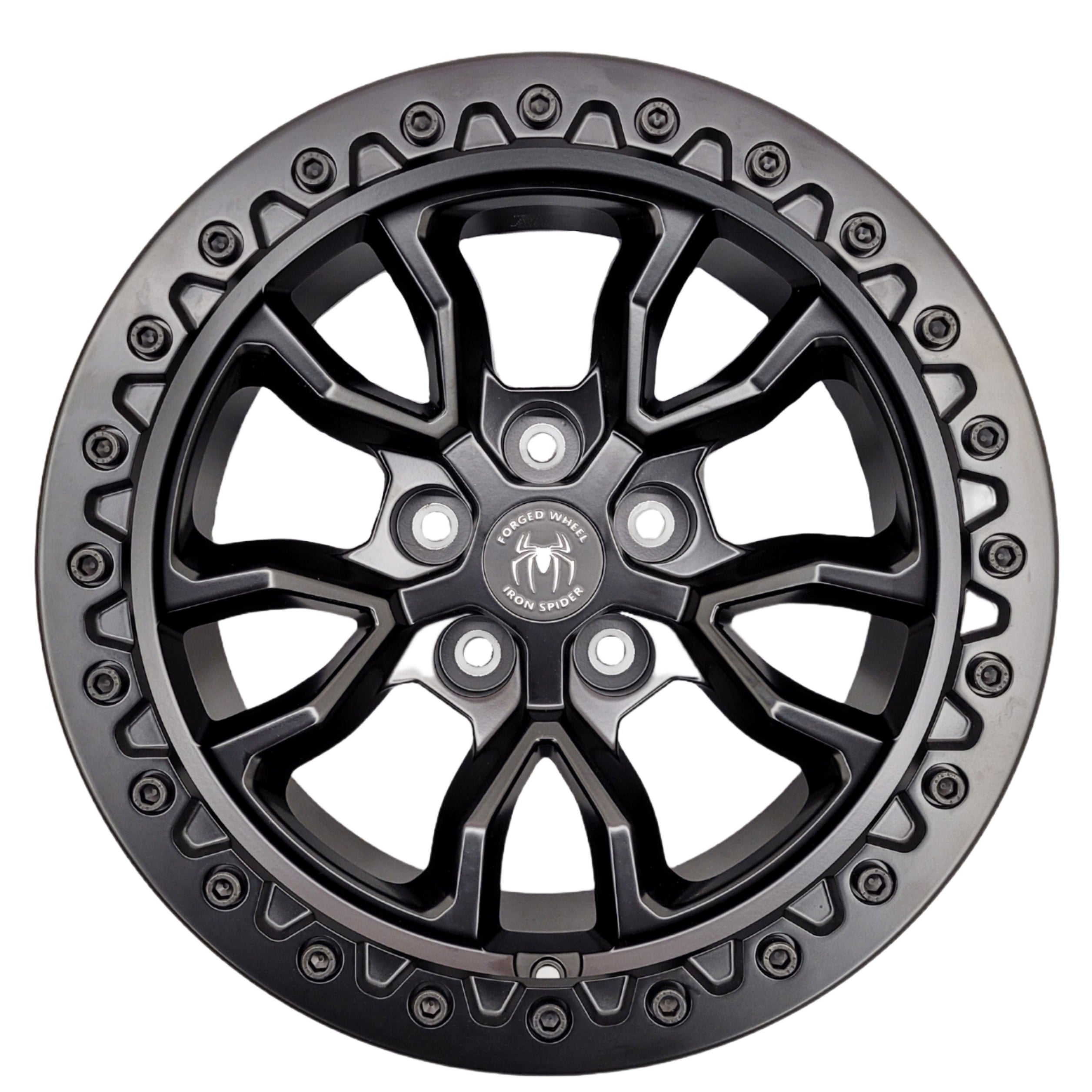 Satin Black Iron Spider Forged Aluminum Rims With Mat Black Beadlock f ...