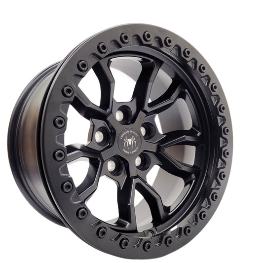 Satin Black Iron Spider Forged Aluminum Rims With Mat Black Beadlock  for Jeep Wrangler JK/JL/JT