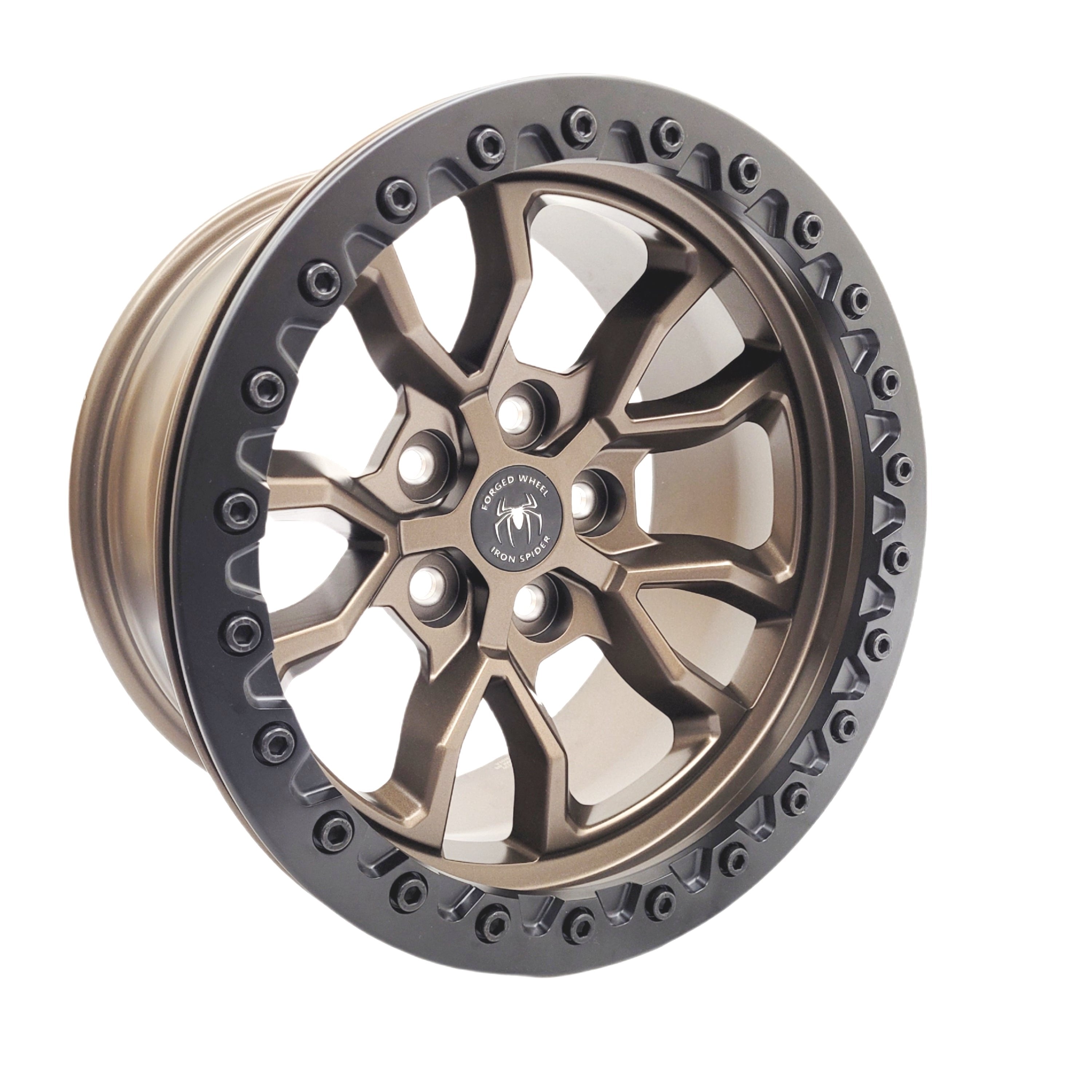 Bronze Iron Spider Forged Aluminum Rims With Mat Black Beadlock for Je ...