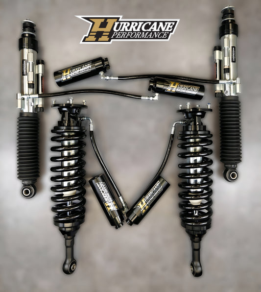 HURRICANE RACING  EXTREME SERIES 2.5 FRONT COIL-OVER & 2.5 REAR EXTERNAL DUAL BYPASS SHOCKS FOR LAND CRUISER LC200