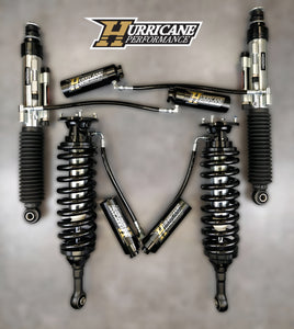 HURRICANE PERFORMANCE EXTREME SERIES 2.5 FRONT COIL-OVER & 2.5 REAR EXTERNAL DUAL BYPASS SHOCKS FOR LAND CRUISER LC200