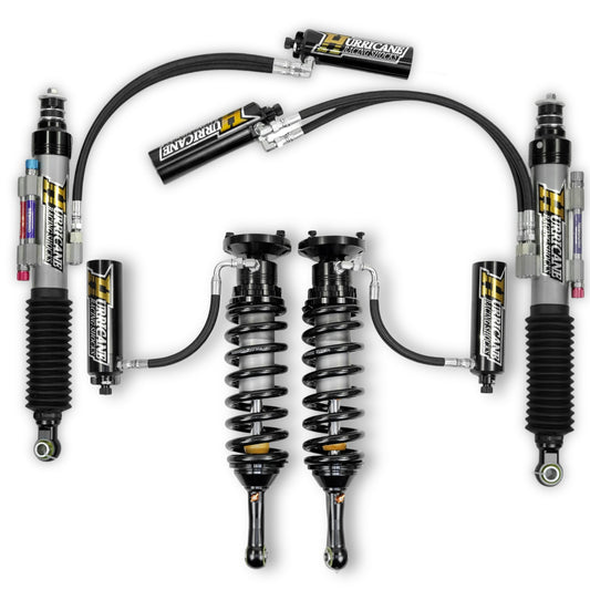 HURRICANE  RACING EXTREME SERIES 2.5 DUEL COMPRESSION ADJUST & SINGLE REBOUND ADJUST  FRONT COIL-OVER SHOCKS & 2.5 REAR EXTERNAL DUEL  BYPASS SHOCKS ( 1-2 " Lift) FOR FJ CRUISER PRADO, 4RUNNER AND FORTUNER