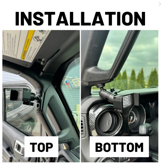 BulletPoint A-Pillar Grab Bar Mount with 20mm Ball for Jeep Wrangler JL/JLU & JT 2018-2023