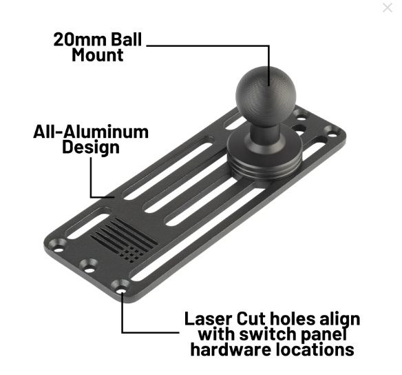 Bulletpoint Auxbeam 8 Gang Switch Panel Mount with 20mm Ball