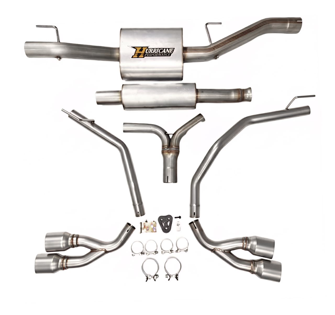 Hurricane Performance Jeep Gladiator Cat-Back Exhaust System with Dual Round Angle Cut Tip Stainless Steel for Jeep Wrangler JT
