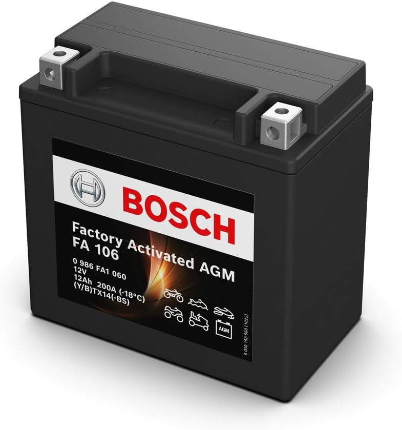 Bosch FA106 - Factory Activated AGM Auxiliary  Battery - 12V 200A 12Ah for Jeep Wrangler - No Warranty
