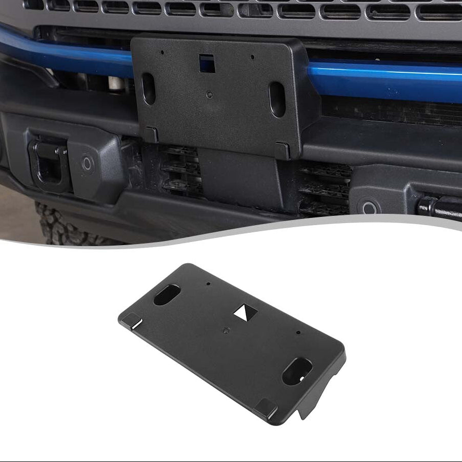 Black Exterior US Front License Plate Holder Mount Bracket for Ford Bronco 2021+