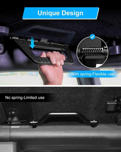 Aluminum Alloy Roll Bar Grab Handles with Interior LED Dome Light and Harness, Grip Handles Fits for Ford Bronco 2021-2023 Front Seat 2/4 Door, 2 Pack