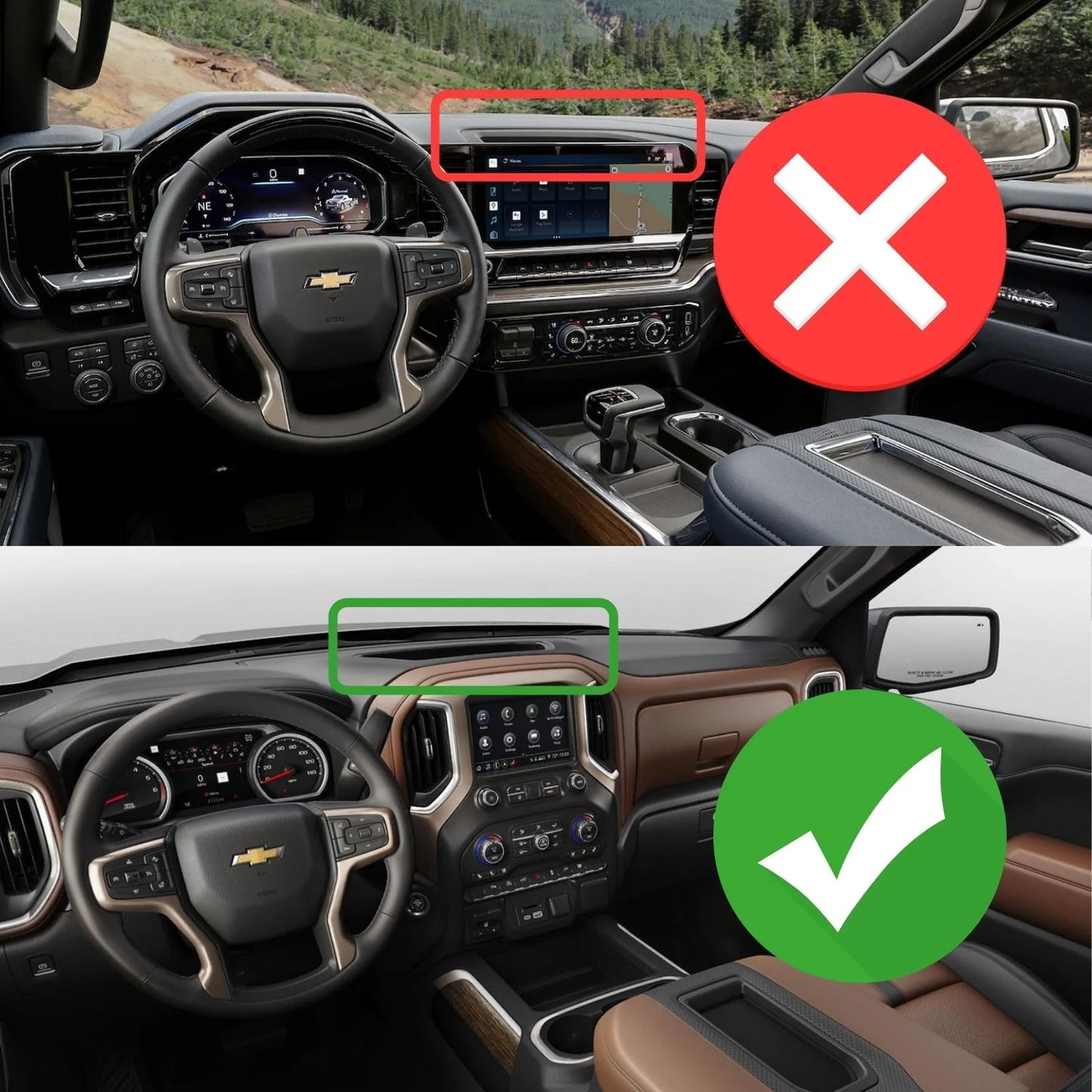 Bulletpoint GMC Sierra (Large Dash Cubby,2019-23)+ Chevrolet Silverado Dash Mount with Black Arms