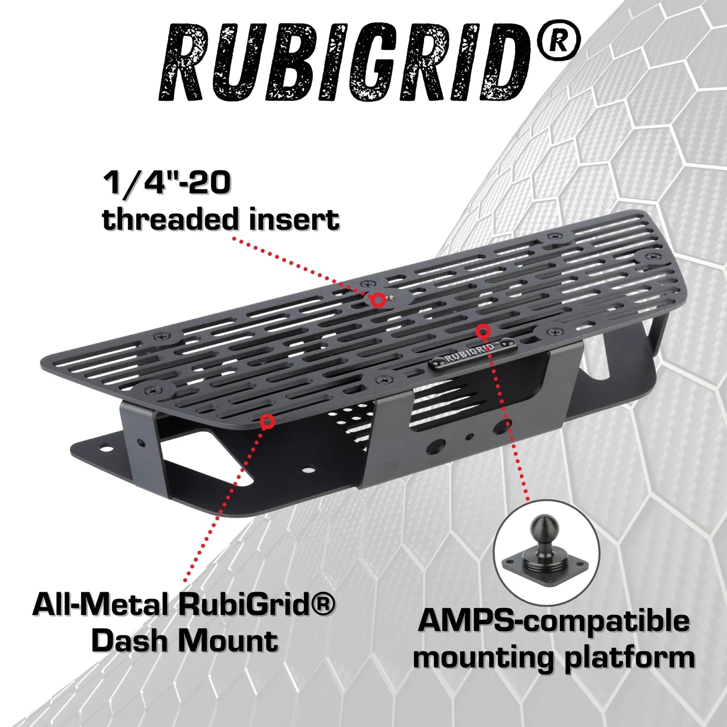 Bulletpoint GMC Sierra (Large Dash Cubby,2019-23)+ Chevrolet Silverado Dash Mount with Black Arms