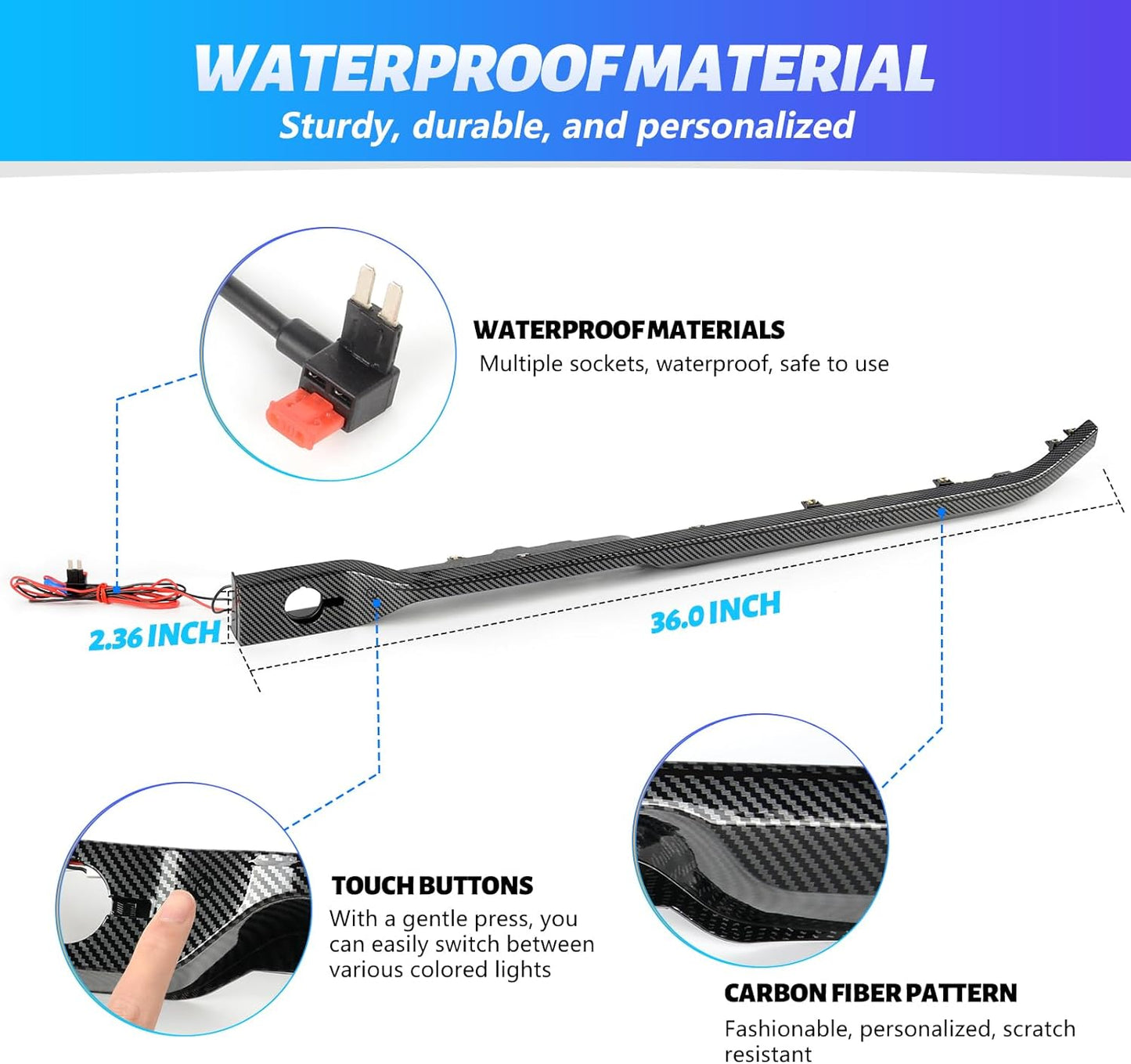 Interior Atmosphere Light 7 Colors LED Strip Lights Compatible with Ford Bronco 2021 -2024 Lights