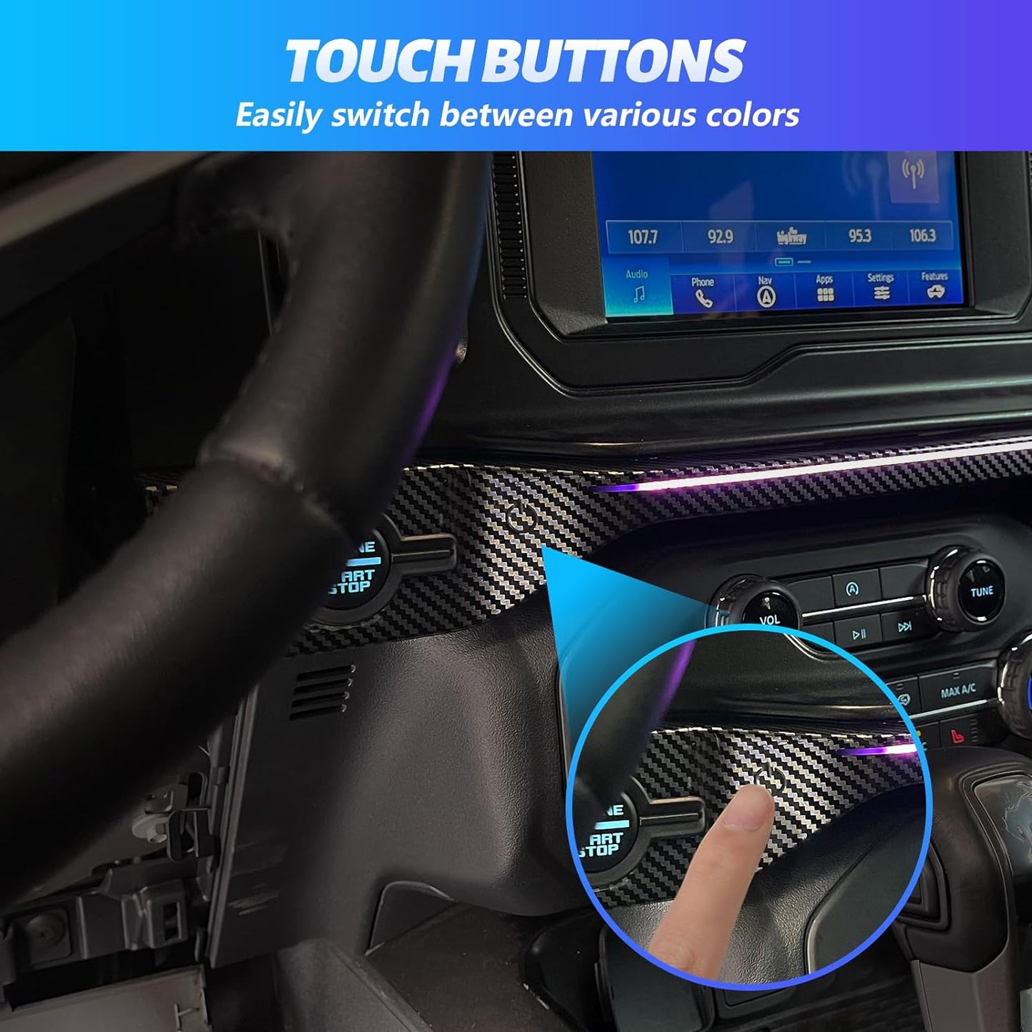 Interior Atmosphere Light 7 Colors LED Strip Lights Compatible with Ford Bronco 2021 -2024 Lights