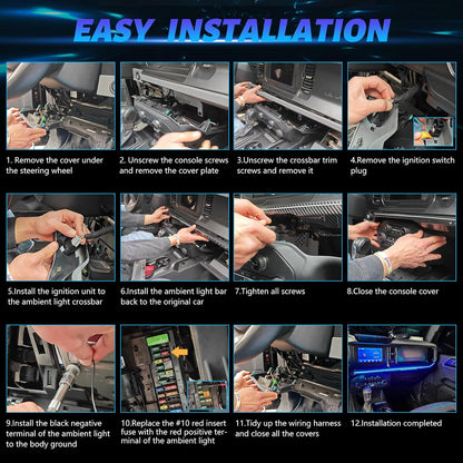 Interior Atmosphere Light 7 Colors LED Strip Lights Compatible with Ford Bronco 2021 -2024 Lights