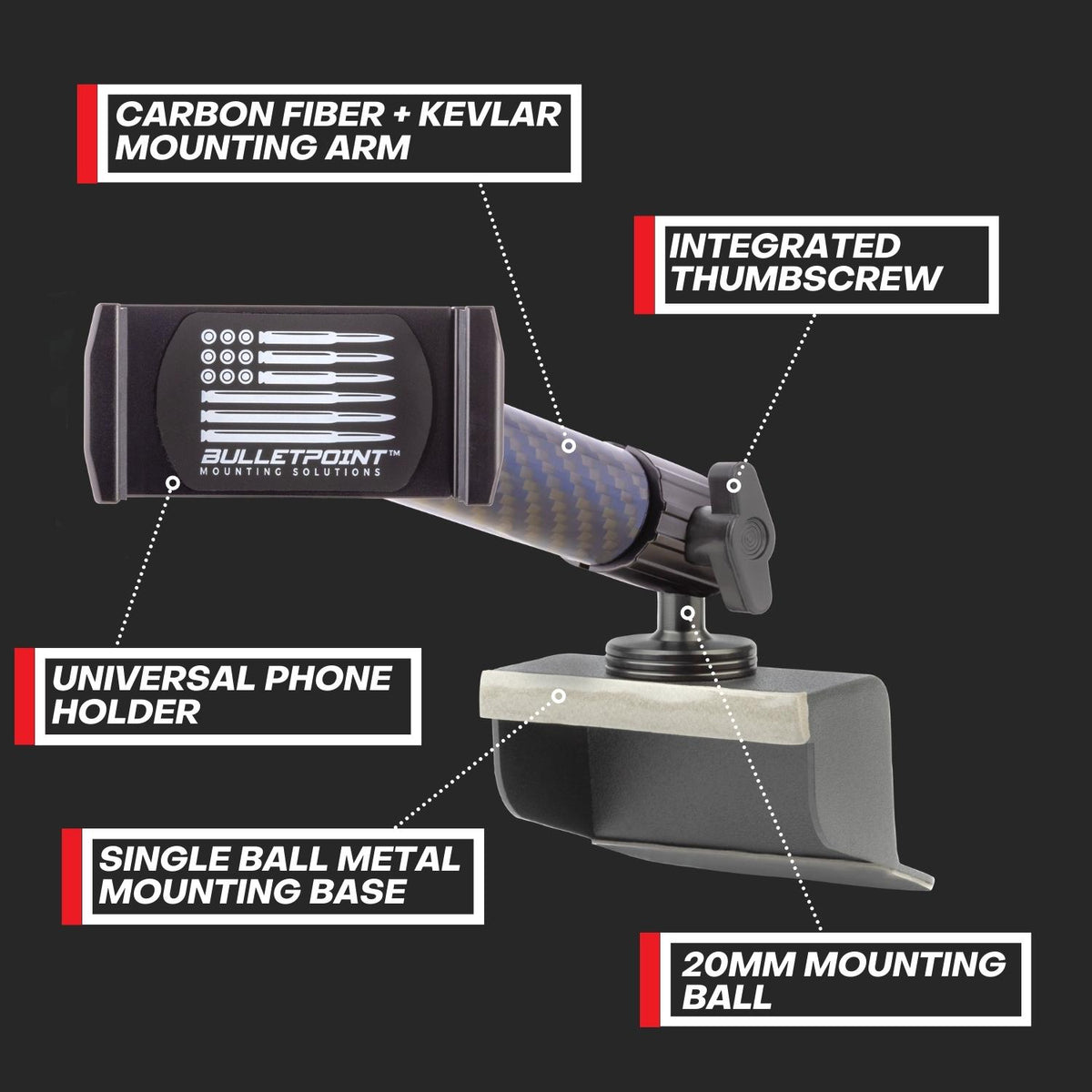 BulletPoint Single Phone Holder for Jeep Wrangler JK