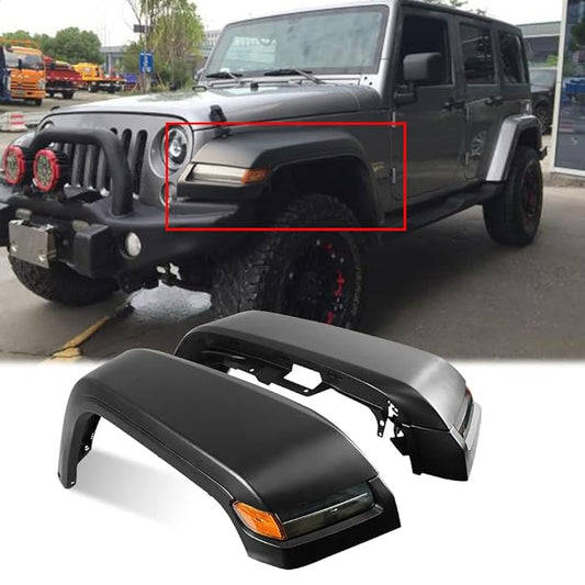JK TO JL CONVERSION FRONT FENDER FLARE W/ LED LIGHTS & INNER FENDERS FOR 07-18 JEEP WRANGLER JK