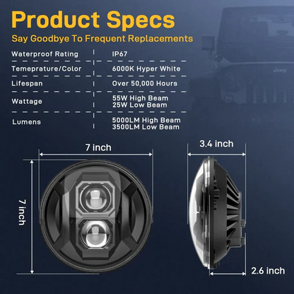 AMR Super7 LED Headlight for Jeep Wrangler JK