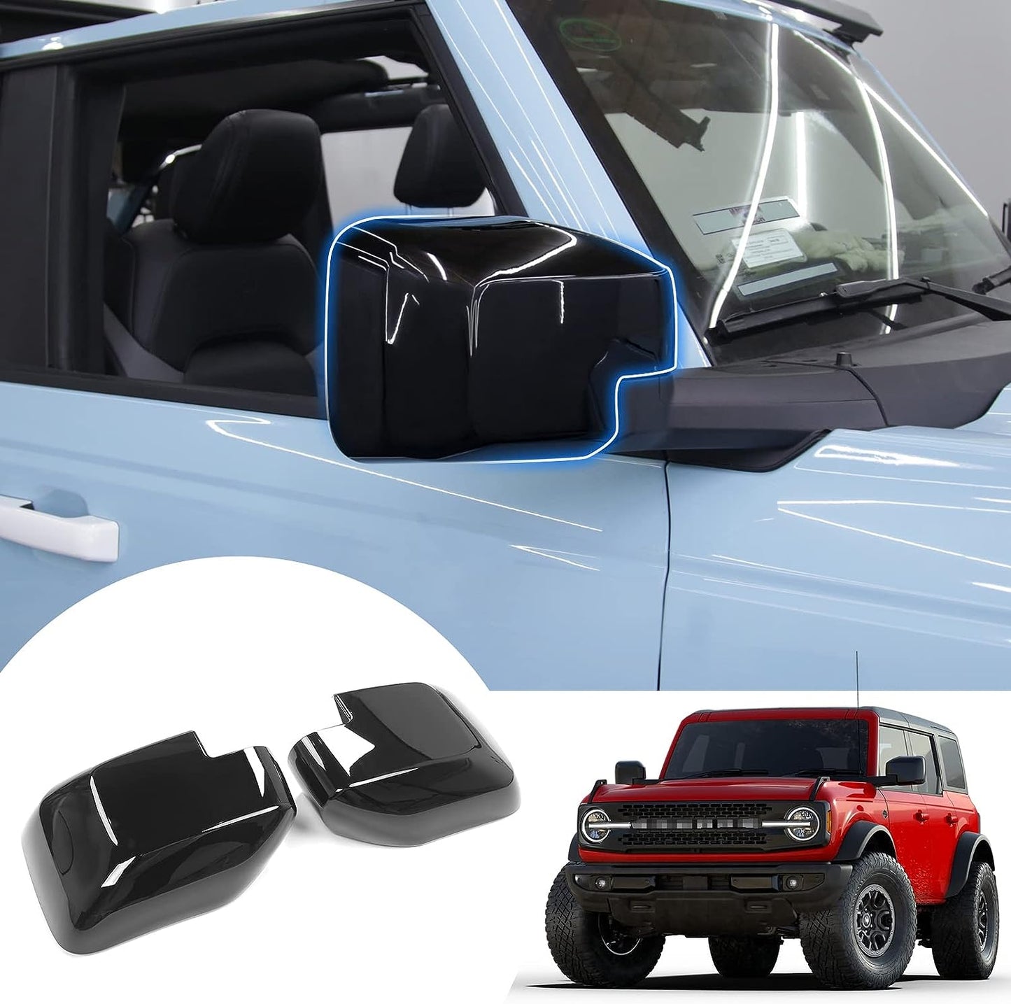 Rear view Mirror Wing Cover Trim for Ford Bronco 2/4 door for 2021+ Ford Bronco