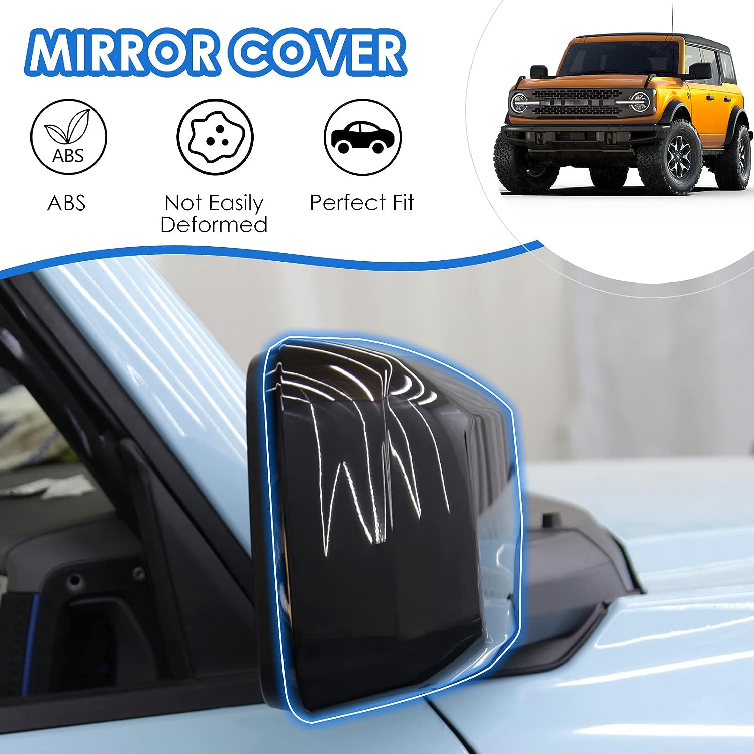 Rear view Mirror Wing Cover Trim for Ford Bronco 2/4 door for 2021+ Ford Bronco
