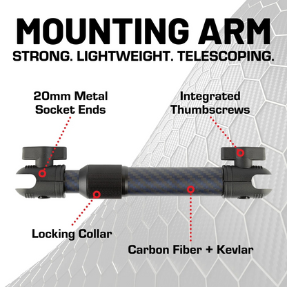 BulletPoint Telescoping Carbon Fiber + Kevlar Mounting Arms with 20mm Connector Ends