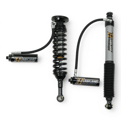 HURRICANE RACING EXTREME SERIES 2.5 FRONT COIL-OVER WITH REMOTE RESERVIOR & 2.5 MONOTUBE REAR SHOCKS WITH 3 -WAY DAMPING ADJUSTMENT FOR LAND CRUISER 250 SERIES