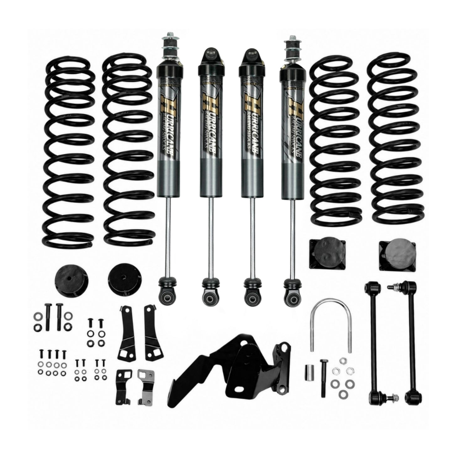 Hurricane Performance 2.5-inch Lift Kit with Hurricane 2.5 Aluminum Shocks for Jeep Wrangler JK (2007-2018)
