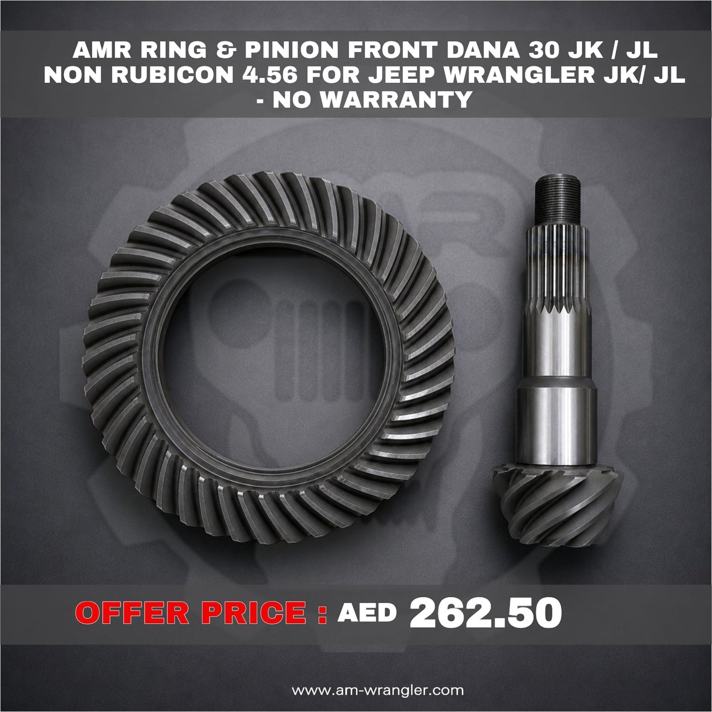 AMR Ring & Pinion Front Dana 30 JK / JL Non Rubicon 4.56 For Jeep Wrangler JK/ JL - No Warranty