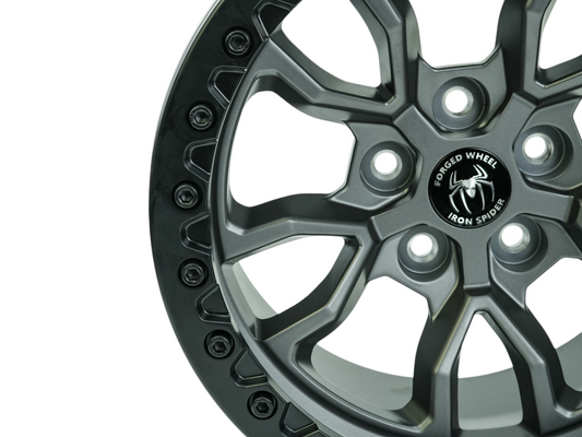 Matte Grey Iron Spider Forged Aluminum Rims With Mat Black Beadlock for Jeep Wrangler 392/JK/JL/JT