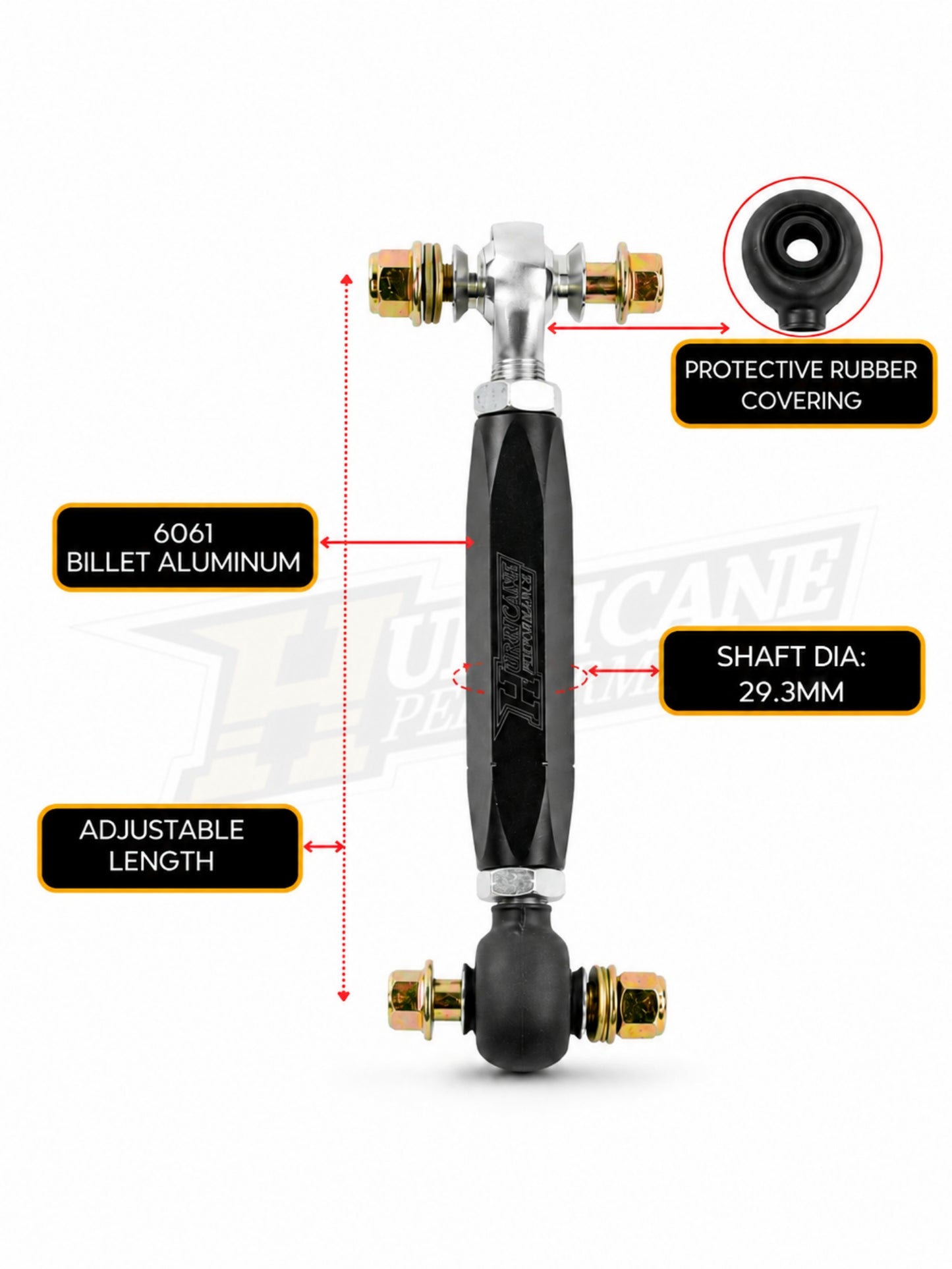 Hurricane Performance Super Duty Front Adjustable Sway Bar End Link for Jeep Wrangler JL/JK
