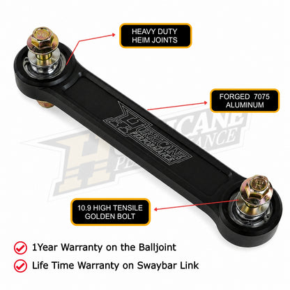 Hurricane Performance 7075 Aluminium Front Sway Bar End Link with Heim Joints for Jeep Wrangler JL/JK