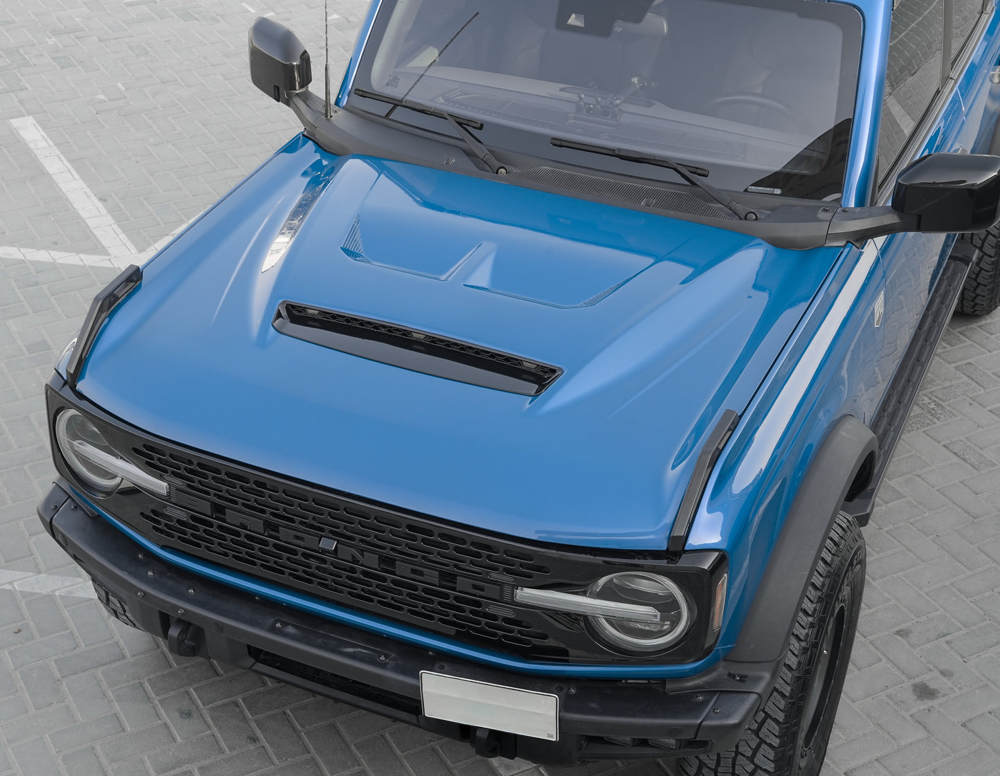AMR Aggressive Aluminum Hood Panel with Air Vent & Amber Light for 21-26 Ford Bronco