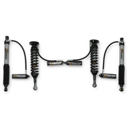 HURRICANE RACING EXTREME SERIES 2.5 FRONT COIL-OVER WITH REMOTE RESERVIOR & 2.5 MONOTUBE REAR SHOCKS WITH 3 -WAY DAMPING ADJUSTMENT FOR LAND CRUISER 250 SERIES