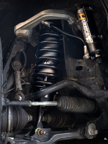 HURRICANE RACING EXTREME SERIES 3.0 DOUBLE COMPRESSION ADJUST & SINGLE REBOUND ADJUST  FRONT COIL-OVER SHOCKS & 2.5 REAR EXTERNAL DOUBLE BYPASS SHOCKS ( 1-2 " Lift) FOR FJ CRUISER PRADO, 4RUNNER AND FORTUNER