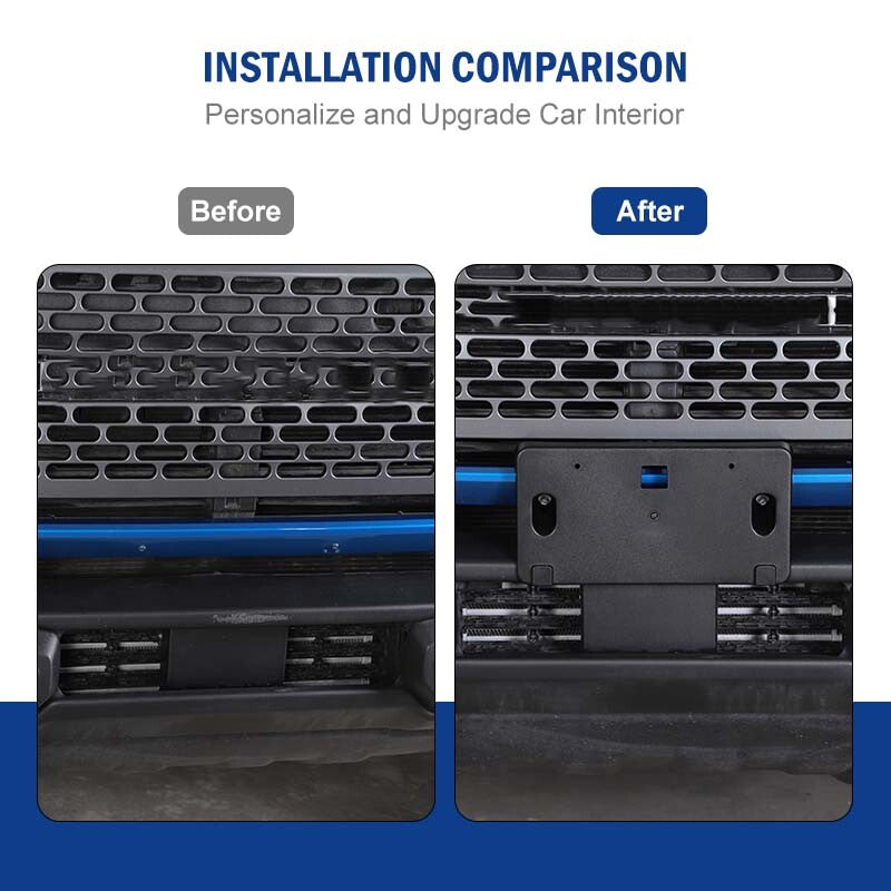 Black Exterior US Front License Plate Holder Mount Bracket for Ford Bronco 2021+