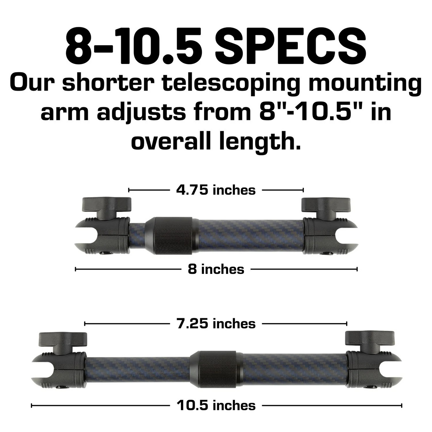 BulletPoint Telescoping Carbon Fiber + Kevlar Mounting Arms with 20mm Connector Ends