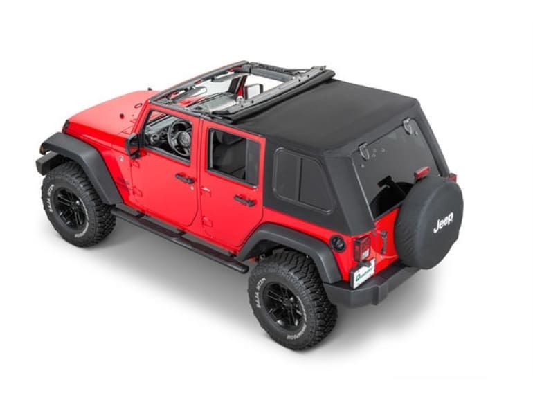 TREKTOP PRO HYBRID SLANTBACK SOFT TOP IN BLACK TWILL FOR JEEP WRANGLER JK - am-wrangler