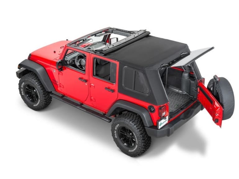 TREKTOP PRO HYBRID SLANTBACK SOFT TOP IN BLACK TWILL FOR JEEP WRANGLER JK - am-wrangler
