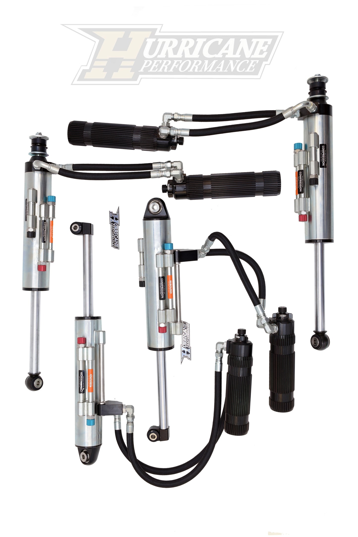 Hurricane Racing Shocks 3.0", Triple Bypass Adjustable for Jeep Wrangler JK