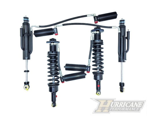 HURRICANE RACING ADVENTURE SERIES 2.5 SINGLE COMPRESSION ADJUST COIL-OVER SHOCKS & REAR EXTERNAL BYPASS SHOCKS WITH REMOTE RESERVOIR FOR FJ CRUISER PRADO, 4RUNNER AND FORTUNER
