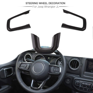 Carbon Fiber Steering Wheel Cover Trim for Jeep Wrangler JL