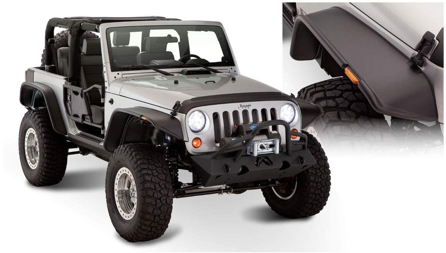 Bushwacker  Black Jeep Flat Style Fender Flare Set for Jeep Wrangler JK - am-wrangler